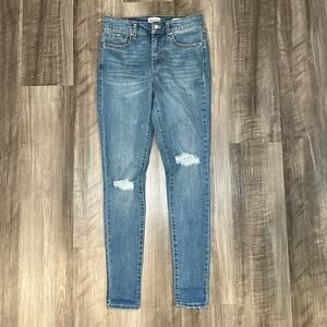 Frayed Jeans High Rise Ankle Skinny Distressed Jeans - 26